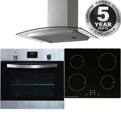 SIA 60cm Stainless Steel Built in Electric Oven ,13A Induction Hob & Curved Hood - London Houseware - 1