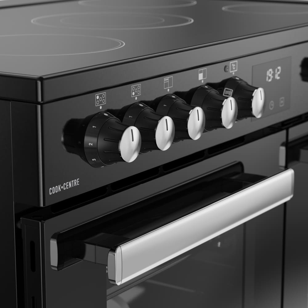 90cm Ceramic Belling Range Cooker, Black - RCA COOKCENTRE 90E B - London Houseware - 2