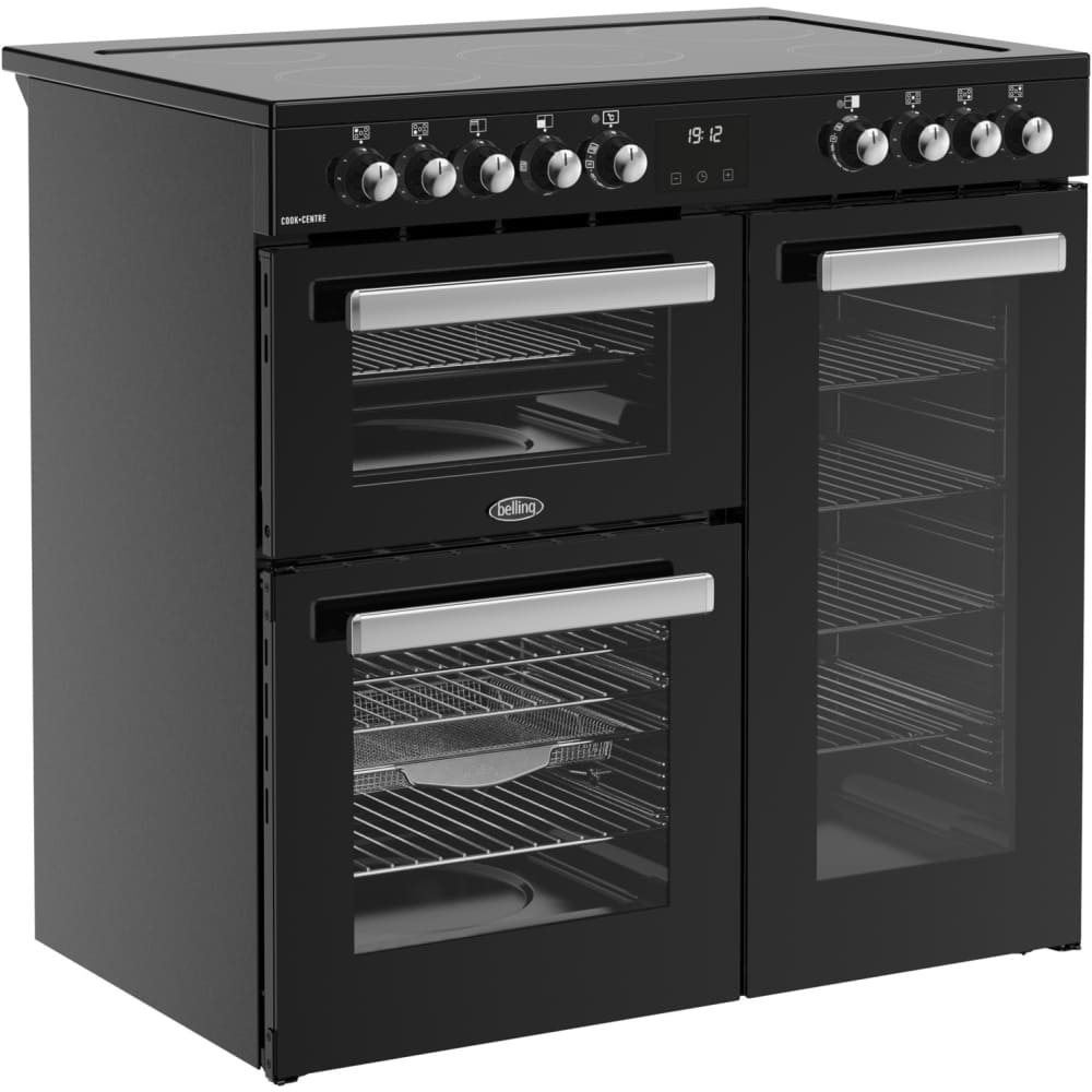 90cm Ceramic Belling Range Cooker, Black - RCA COOKCENTRE 90E B - London Houseware - 1