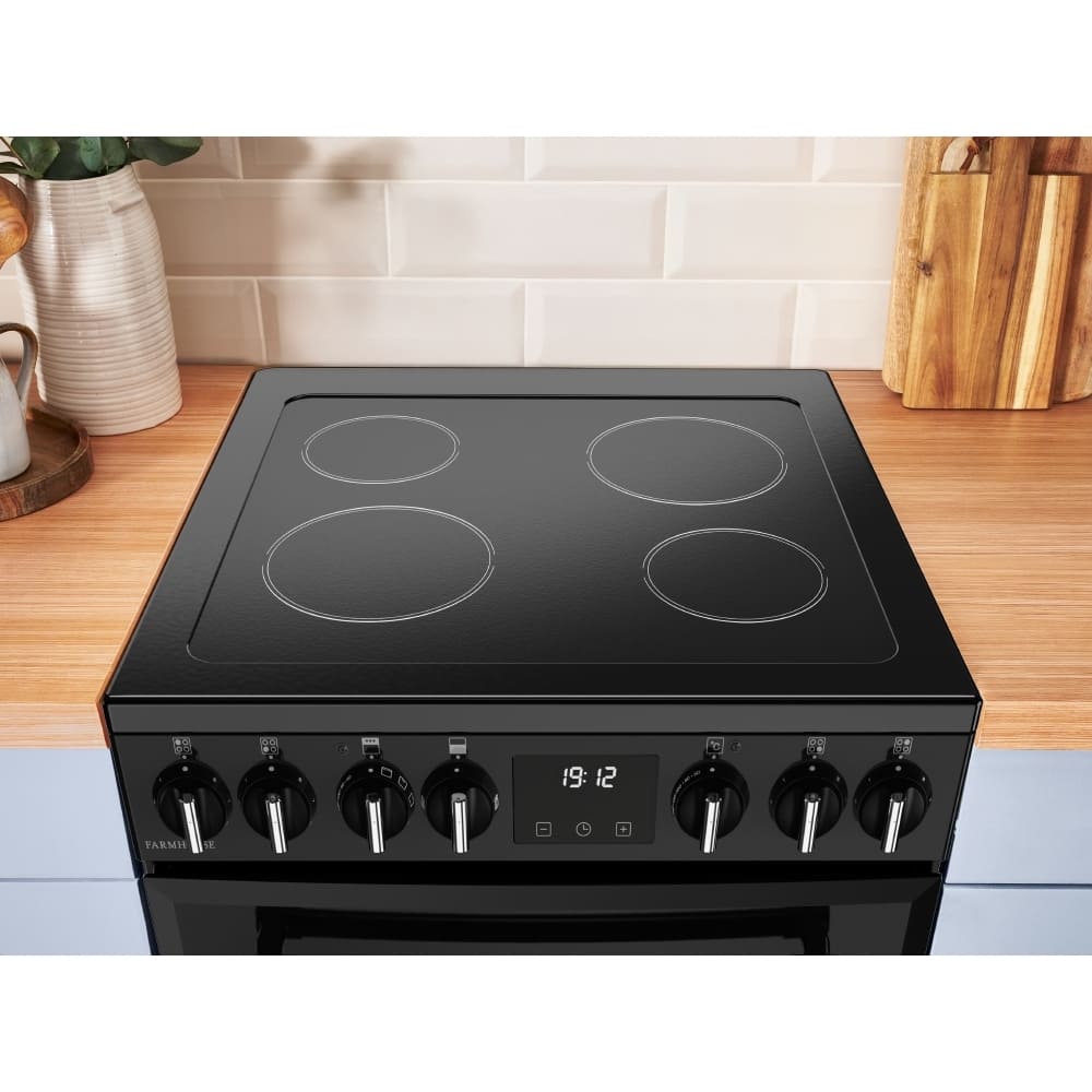 Ceramic Electric Cooker with Double Oven, Black, A Rated - Belling Farmhouse 60E - London Houseware - 12