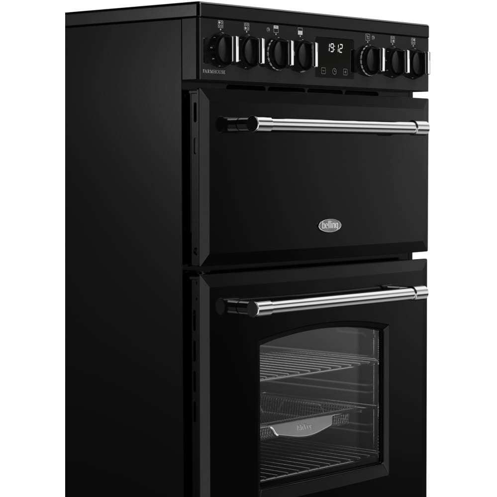 Ceramic Electric Cooker with Double Oven, Black, A Rated - Belling Farmhouse 60E