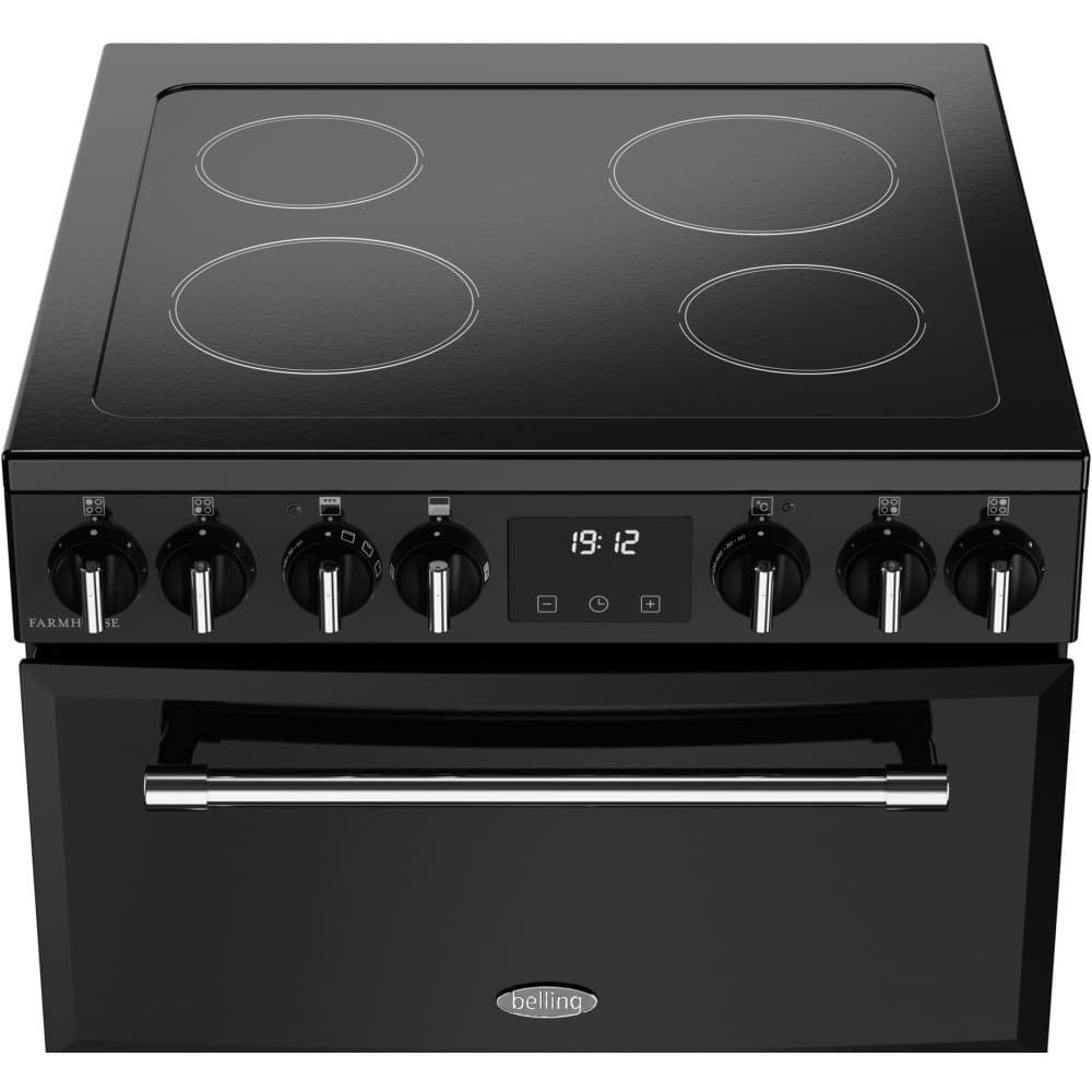 Ceramic Electric Cooker with Double Oven, Black, A Rated - Belling Farmhouse 60E - London Houseware - 3