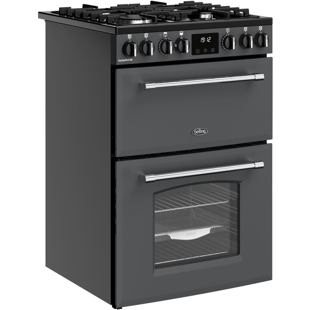 70L Dual Fuel Cooker with Double Oven, Grey - Belling MRA FARMHOUSE 60DF - London Houseware - 2