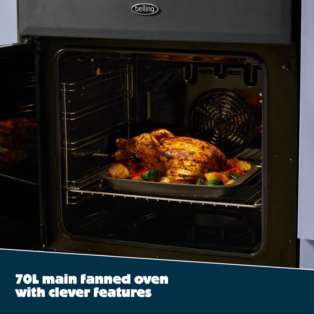 70L Dual Fuel Cooker with Double Oven, Grey - Belling MRA FARMHOUSE 60DF - London Houseware - 16