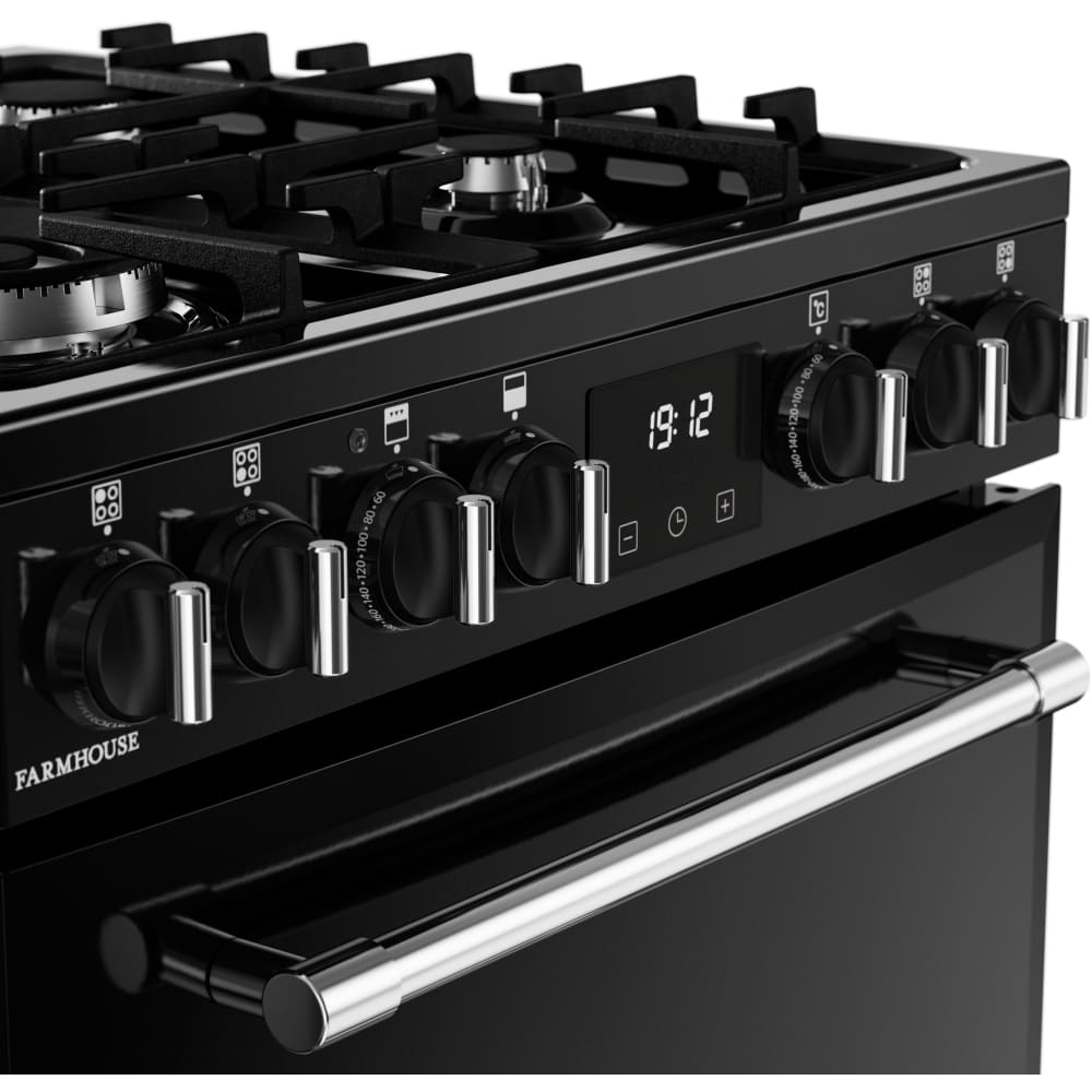 70L Dual Fuel Cooker with Double Oven, Black, A Rated - Belling MRA FARMHOUSE 60DF - London Houseware - 5