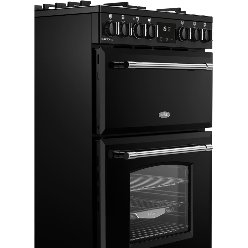 70L Dual Fuel Cooker with Double Oven, Black, A Rated - Belling MRA FARMHOUSE 60DF - London Houseware - 6