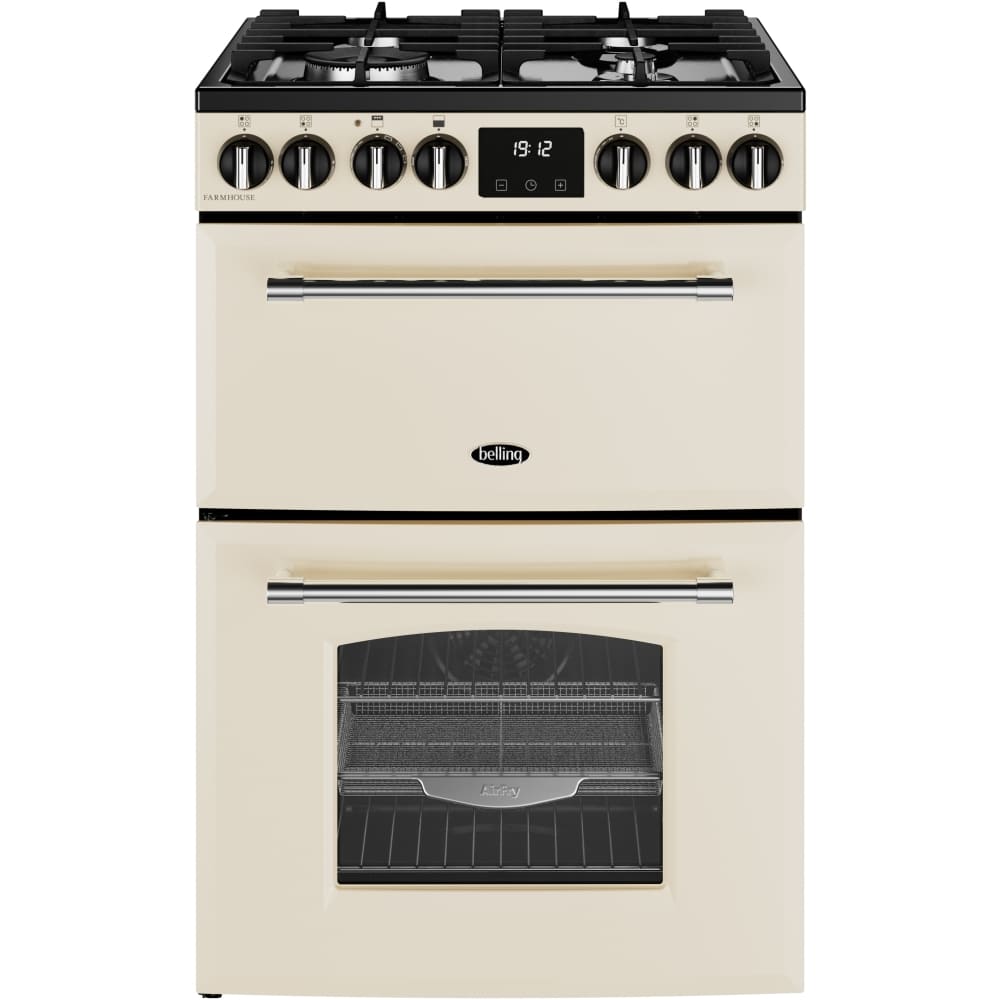 70L Dual Fuel Cooker with Double Oven, Cream, A Rated - Belling MRA FARMHOUSE 60DF London Homewares - 1