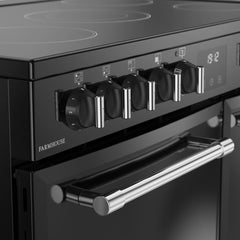 90cm Ceramic Belling Range Cooker, Black - RCA FARMHOUSE 90E - London Houseware - 3