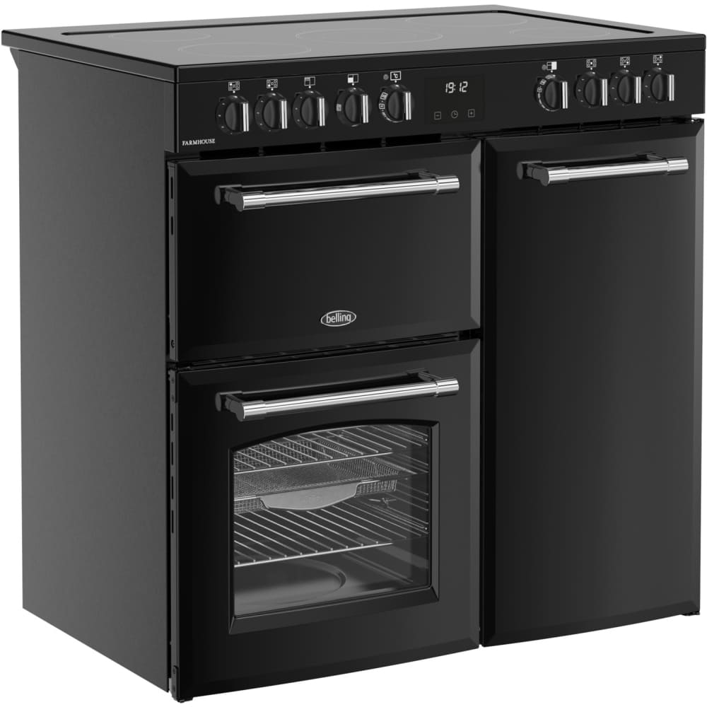 90cm Ceramic Belling Range Cooker, Black - RCA FARMHOUSE 90E - London Houseware - 5