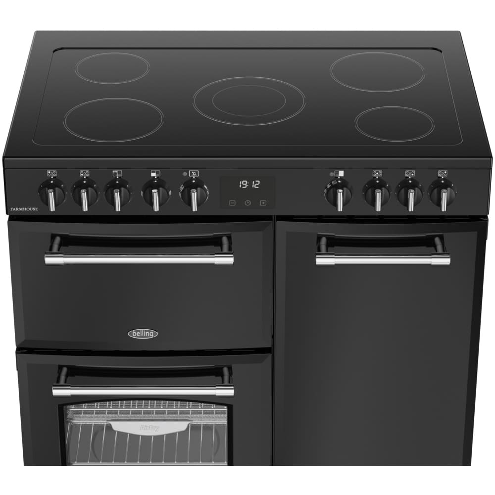 90cm Ceramic Belling Range Cooker, Black - RCA FARMHOUSE 90E - London Houseware - 6