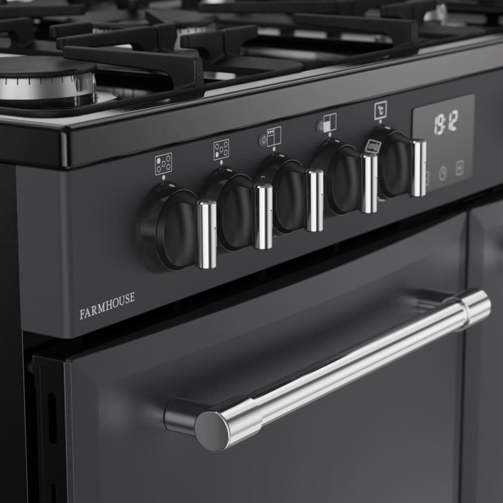 90cm Dual Fuel Belling Range Cooker, Grey, A Rated - RCA FARMHOUSE 90DF - London Houseware - 3