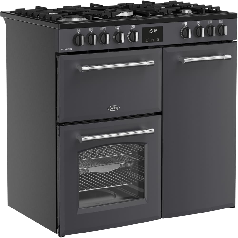 90cm Dual Fuel Belling Range Cooker, Grey, A Rated - RCA FARMHOUSE 90DF - London Houseware - 5