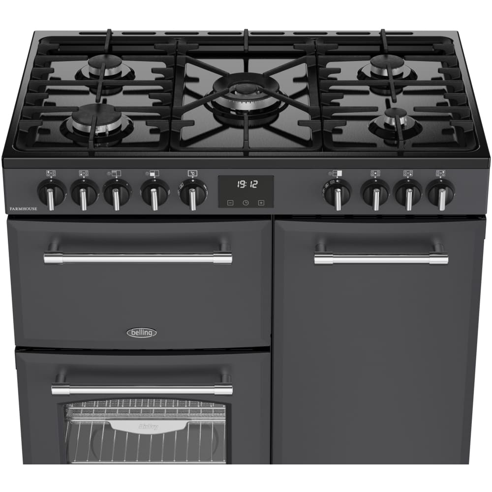 90cm Dual Fuel Belling Range Cooker, Grey, A Rated - RCA FARMHOUSE 90DF - London Houseware - 7