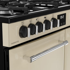 90cm Dual Fuel Belling Range Cooker, Cream - Farmhouse 90DF - London Houseware - 3