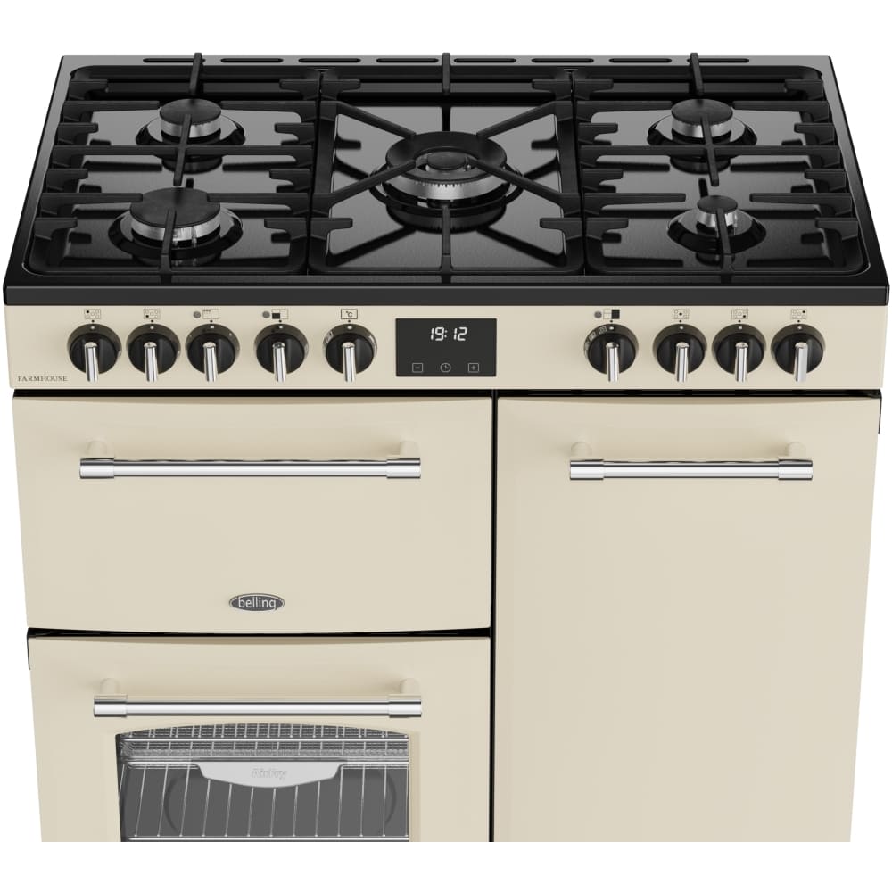 90cm Dual Fuel Belling Range Cooker, Cream - Farmhouse 90DF - London Houseware - 6