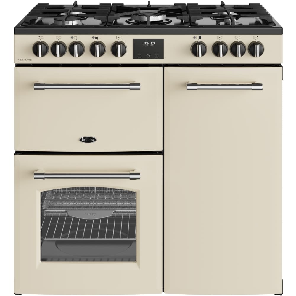 90cm Dual Fuel Belling Range Cooker, Cream - Farmhouse 90DF - London Houseware - 1