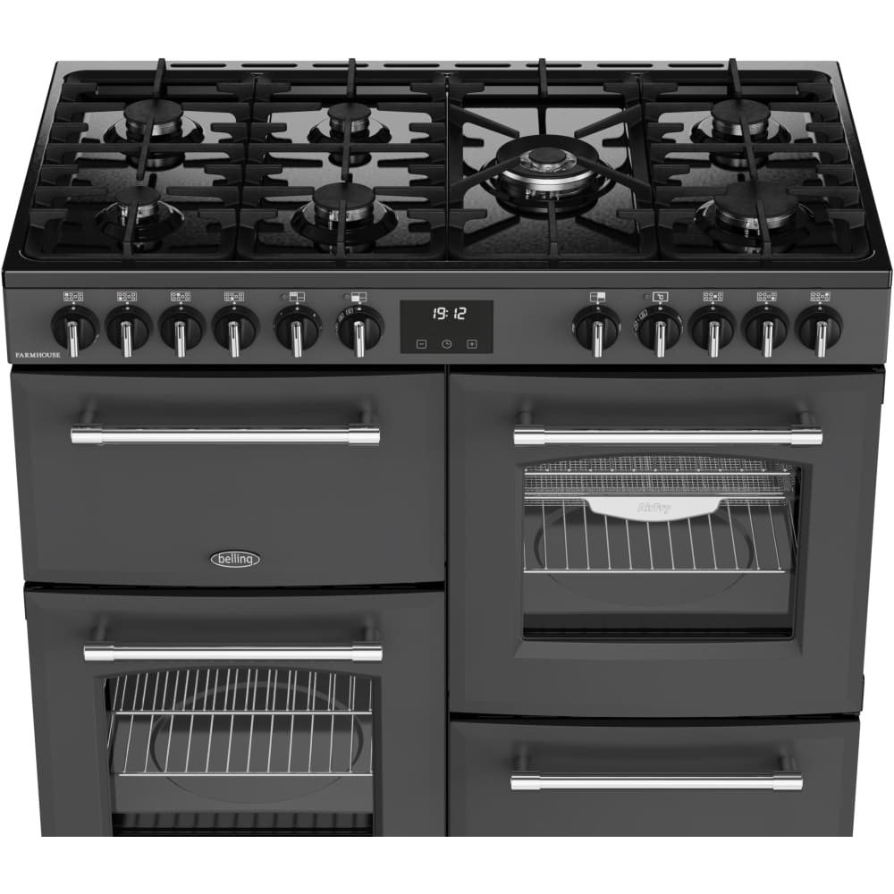 100cm Dual Fuel Belling Range Cooker, Grey - Farmhouse 100DF - London Houseware - 6