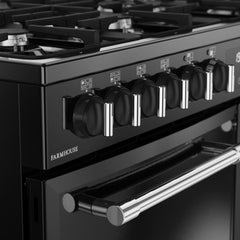 100cm Dual Fuel Belling Range Cooker, Black, A Rated - Farmhouse 100DF - London Houseware - 3