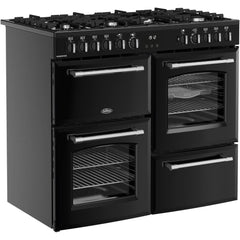 100cm Dual Fuel Belling Range Cooker, Black, A Rated - Farmhouse 100DF - London Houseware - 2