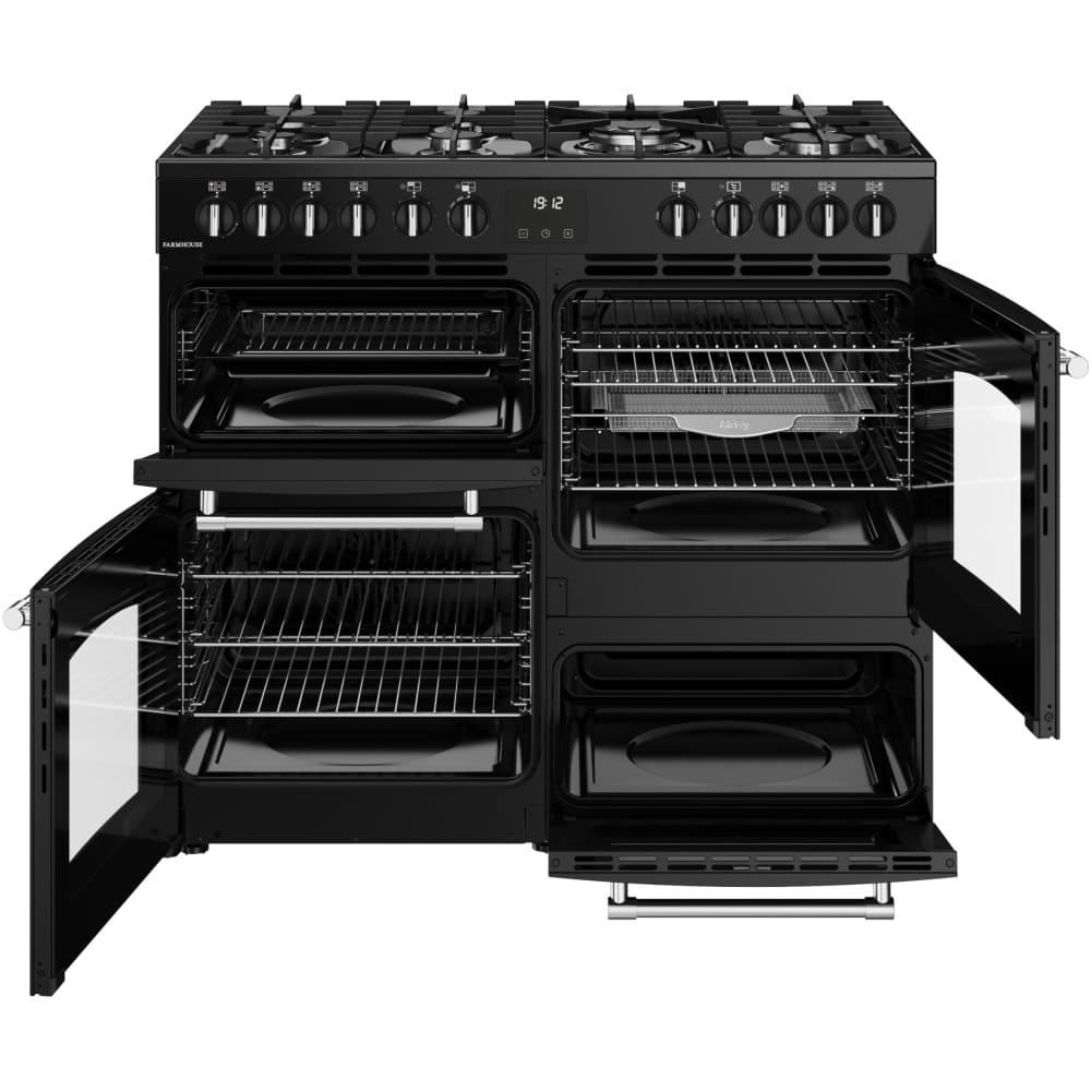 100cm Dual Fuel Belling Range Cooker, Black, A Rated - Farmhouse 100DF - London Houseware - 6