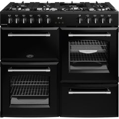 100cm Dual Fuel Belling Range Cooker, Black, A Rated - Farmhouse 100DF - London Houseware - 1