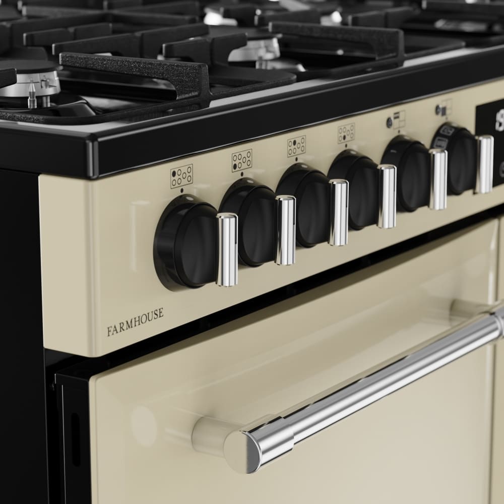 100cm Dual Fuel Belling Range Cooker, Cream, A Rated - Farmhouse 100DF - London Houseware - 5