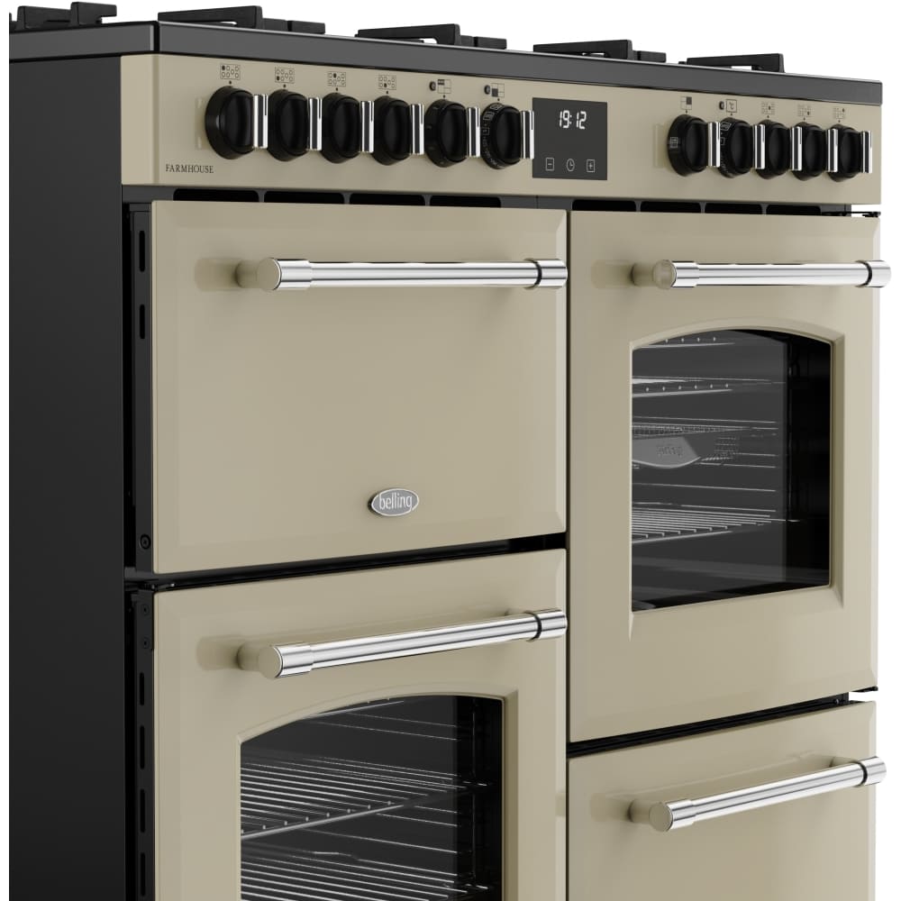 100cm Dual Fuel Belling Range Cooker, Cream, A Rated - Farmhouse 100DF - London Houseware - 6