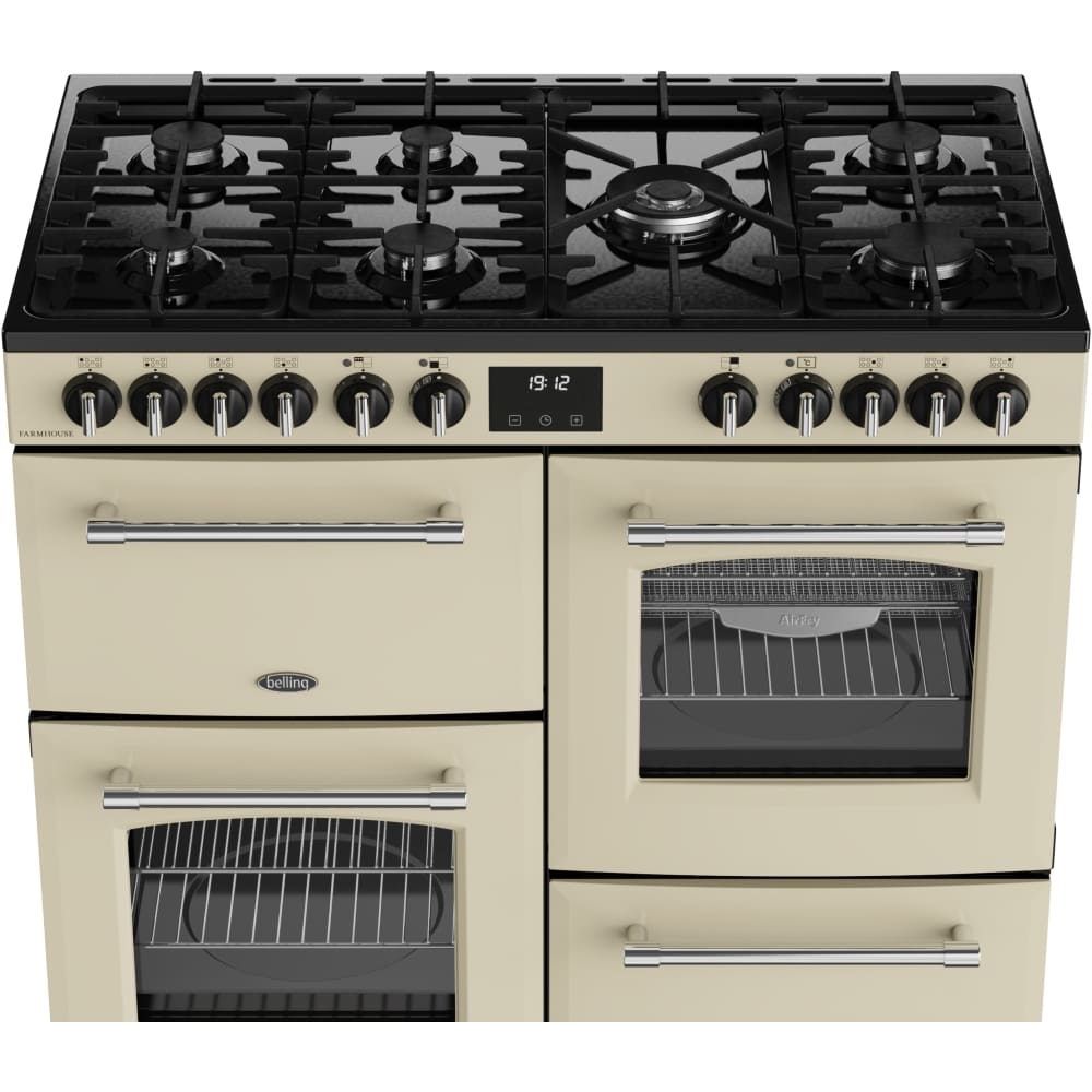 100cm Dual Fuel Belling Range Cooker, Cream, A Rated - Farmhouse 100DF - London Houseware - 7