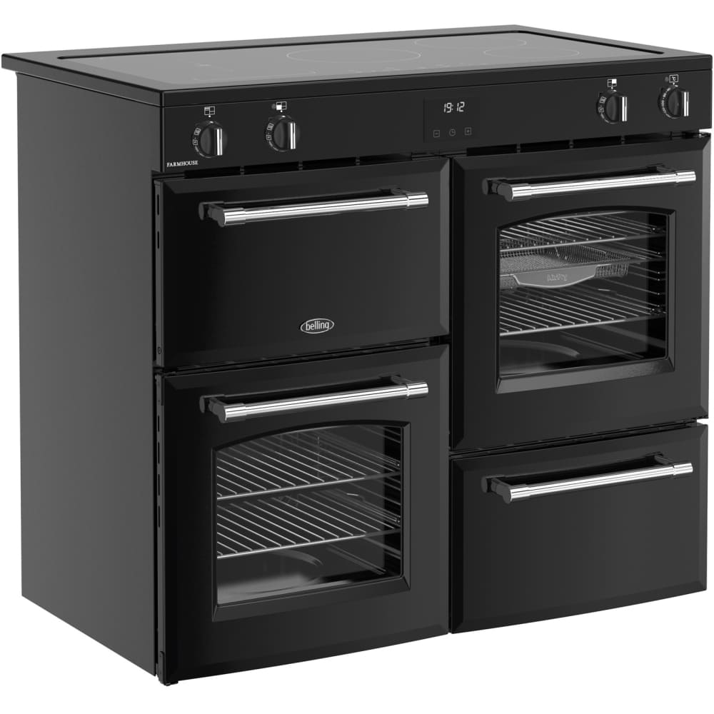 100cm Ceramic Belling Range Cooker, Black, A Rated - RCA FARMHOUSE 100E - London Houseware - 2