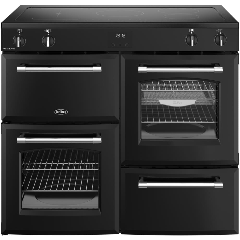 100cm Ceramic Belling Range Cooker, Black, A Rated - RCA FARMHOUSE 100E - London Houseware - 1