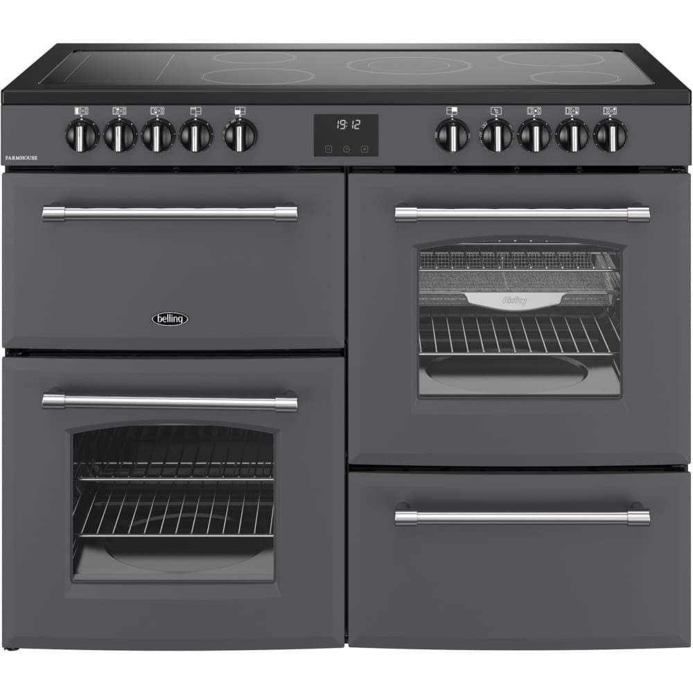 110cm Ceramic Belling Range Cooker, Grey, A Rated - RCA FARMHOUSE 110E - London Houseware - 1