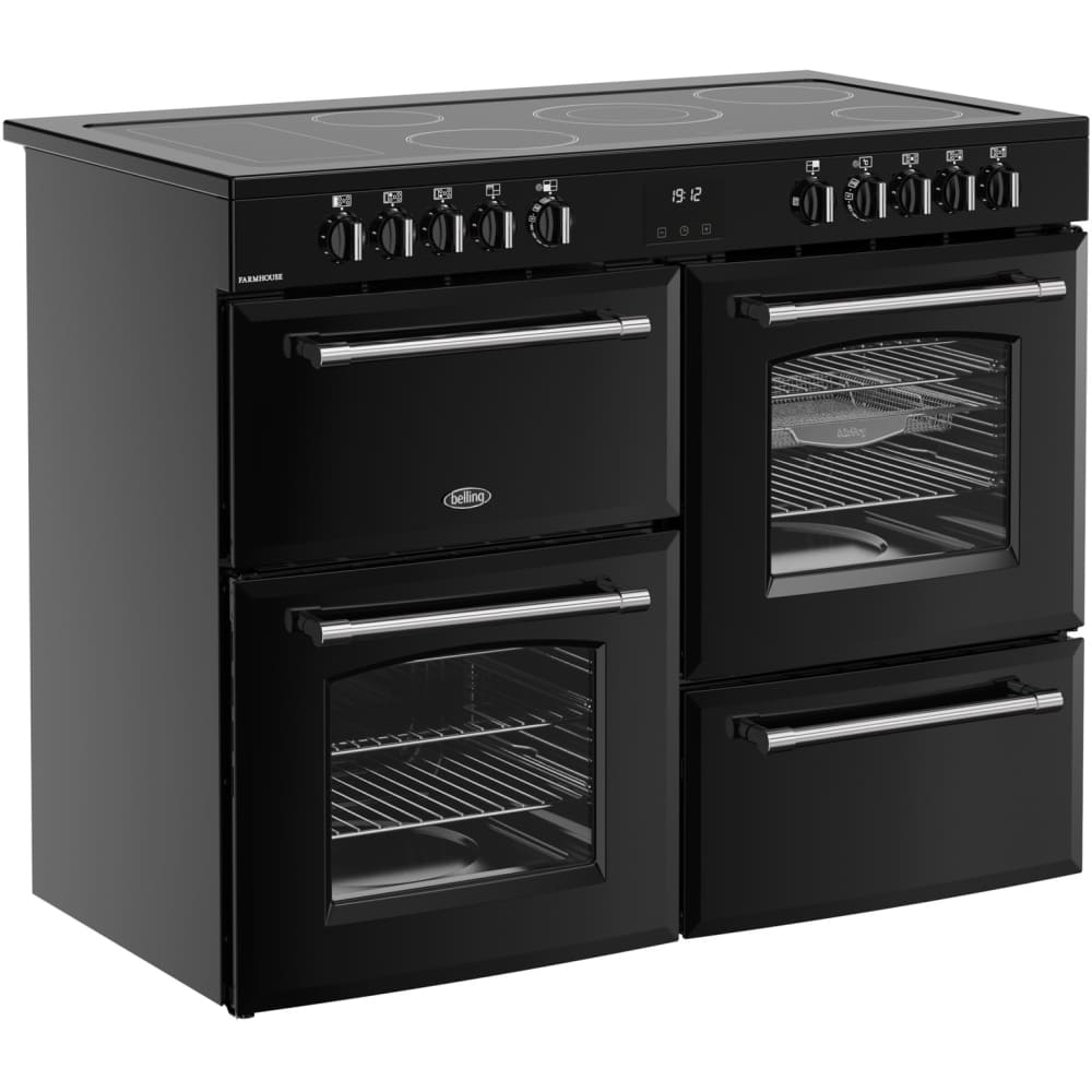 110cm Ceramic Belling Range Cooker, Black, A Rated - RCA FARMHOUSE 110E - London Houseware - 2