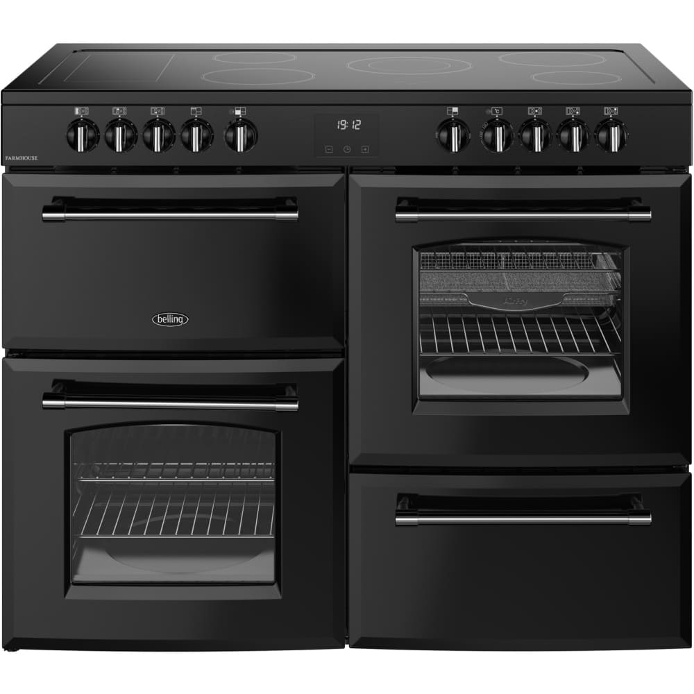 110cm Ceramic Belling Range Cooker, Black, A Rated - RCA FARMHOUSE 110E - London Houseware - 1