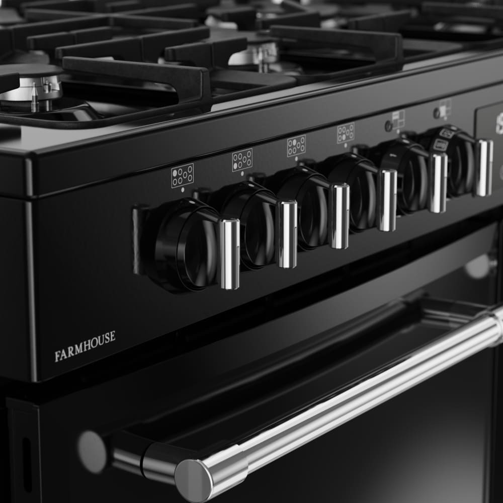 110cm Dual Fuel Belling Range Cooker, Black, A Rated - RCA FARMHOUSE 110DF - London Houseware - 5