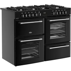 110cm Dual Fuel Belling Range Cooker, Black, A Rated - RCA FARMHOUSE 110DF - London Houseware - 2