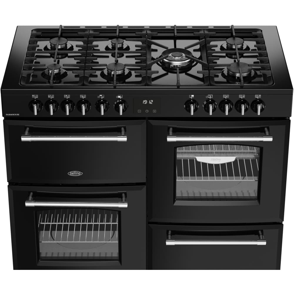 110cm Dual Fuel Belling Range Cooker, Black, A Rated - RCA FARMHOUSE 110DF - London Houseware - 7