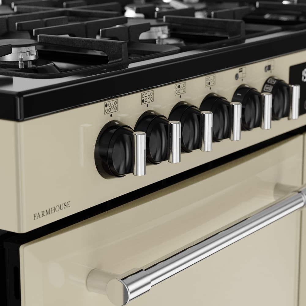 110cm Dual Fuel Belling Range Cooker, Cream, A Rated - RCA FARMHOUSE 110DF - London Houseware - 5