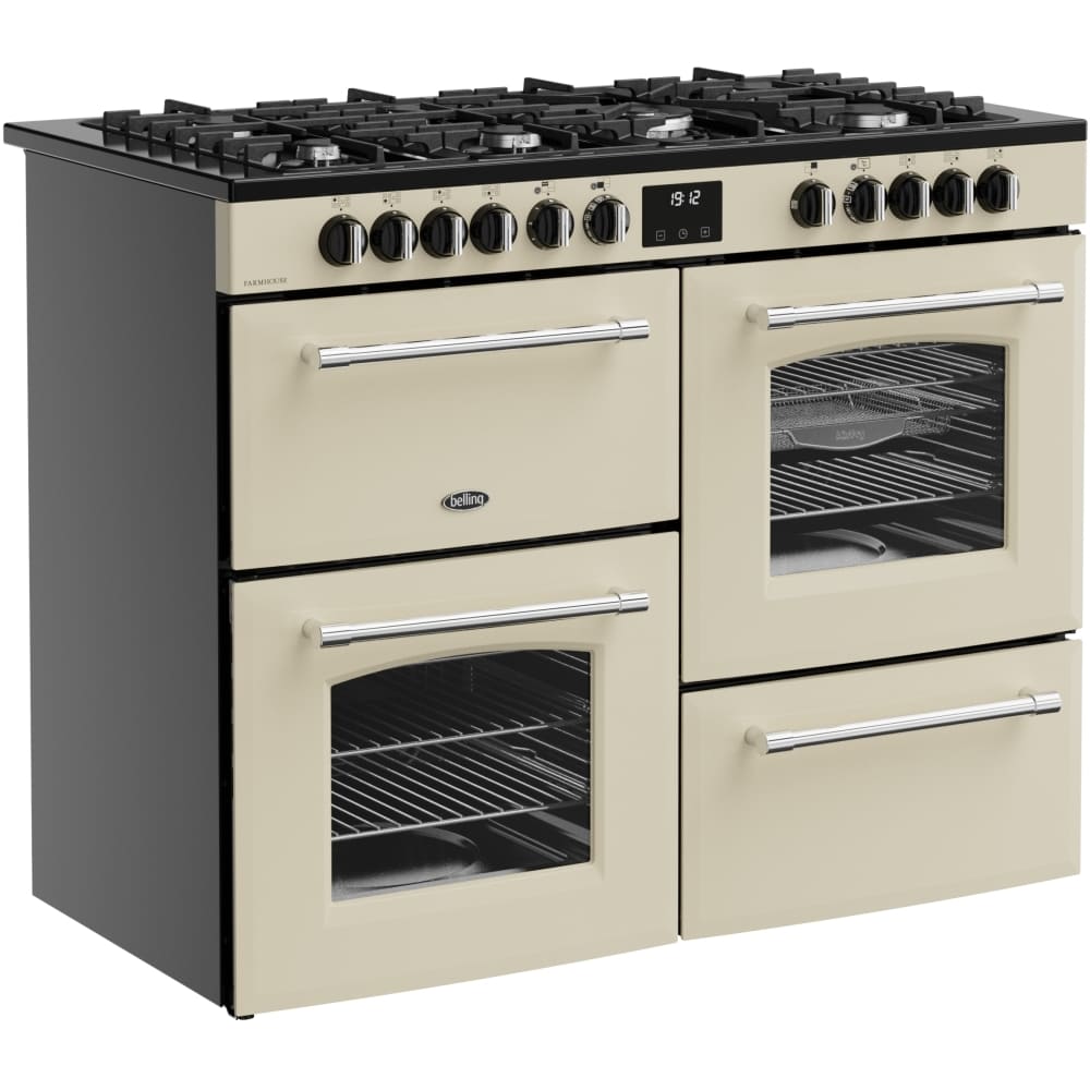 110cm Dual Fuel Belling Range Cooker, Cream, A Rated - RCA FARMHOUSE 110DF - London Houseware - 2