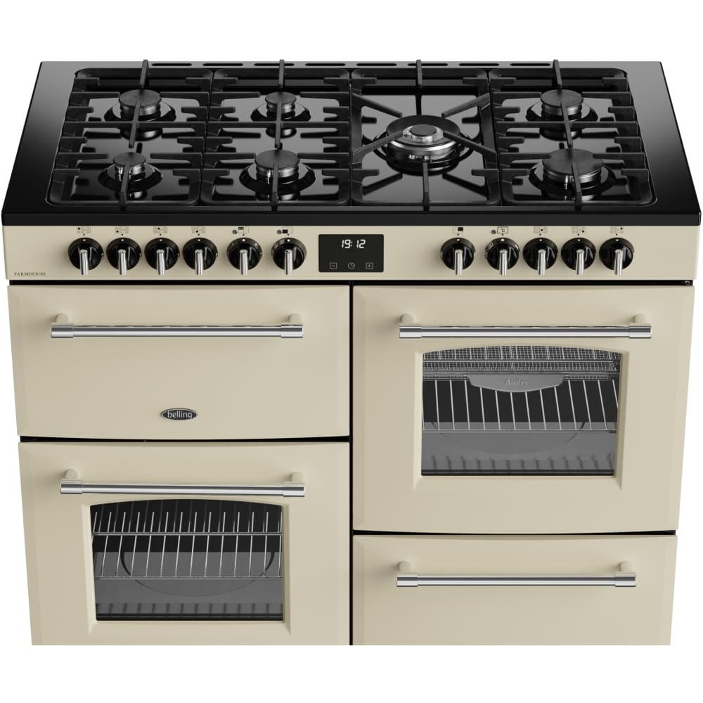 110cm Dual Fuel Belling Range Cooker, Cream, A Rated - RCA FARMHOUSE 110DF - London Houseware - 3