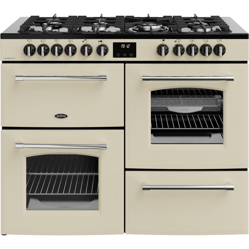 110cm Dual Fuel Belling Range Cooker, Cream, A Rated - RCA FARMHOUSE 110DF - London Houseware - 1