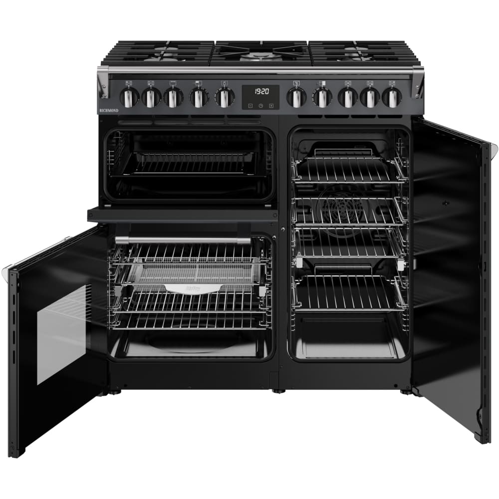 90cm Dual Fuel Stoves Range Cooker, Grey  - RCA RICH 90DF ANT - London Houseware - 6