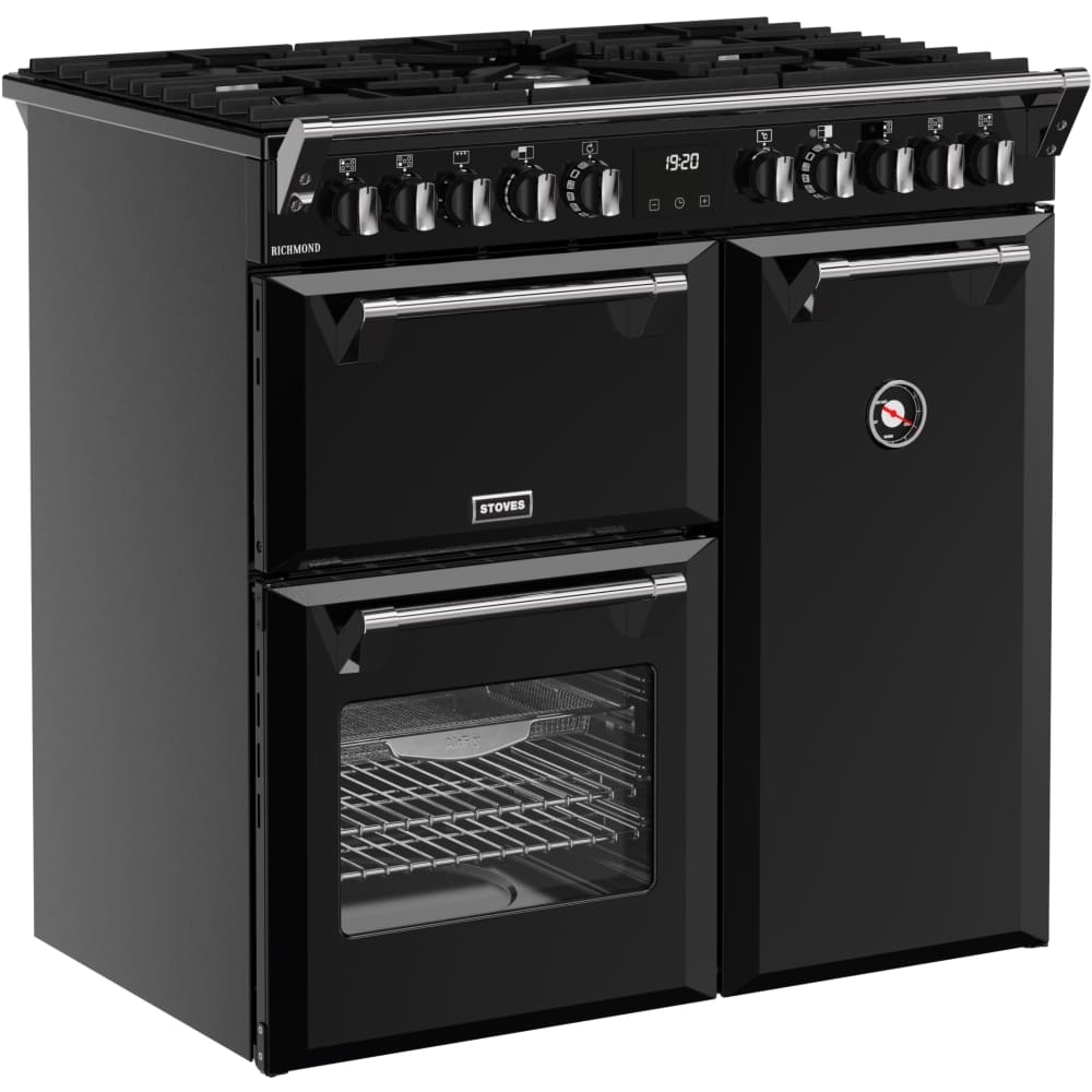 90cm Dual Fuel Stoves Range Cooker, Black, A Rated - RCA RICH 90DF BLK - London Houseware - 2