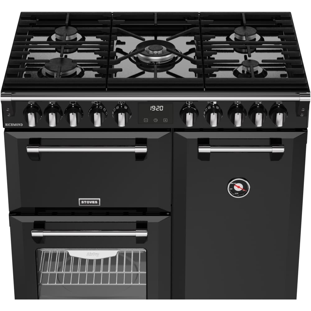 90cm Dual Fuel Stoves Range Cooker, Black, A Rated - RCA RICH 90DF BLK - London Houseware - 5