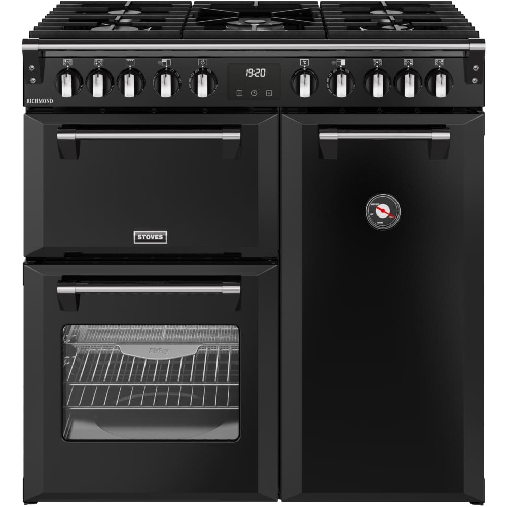 90cm Dual Fuel Stoves Range Cooker, Black, A Rated - RCA RICH 90DF BLK - London Houseware - 1