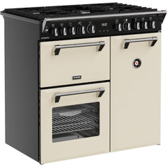 90cm Dual Fuel Stoves Range Cooker, Cream, A Rated - RCA RICH 90DF CRM - London Houseware - 2