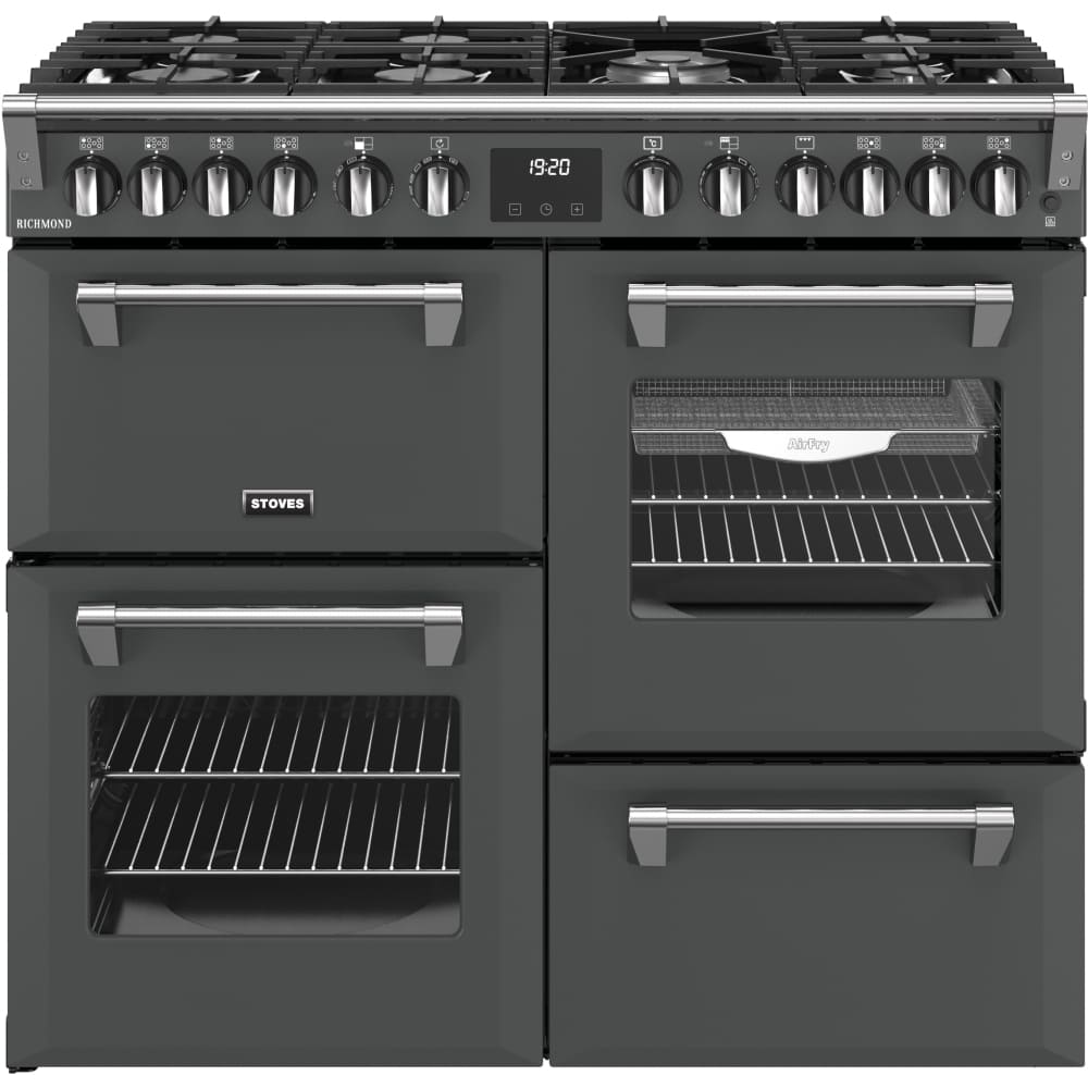 100cm Dual Fuel Stoves Range Cooker, Grey, A Rated - Richmond 100DF - London Houseware - 1