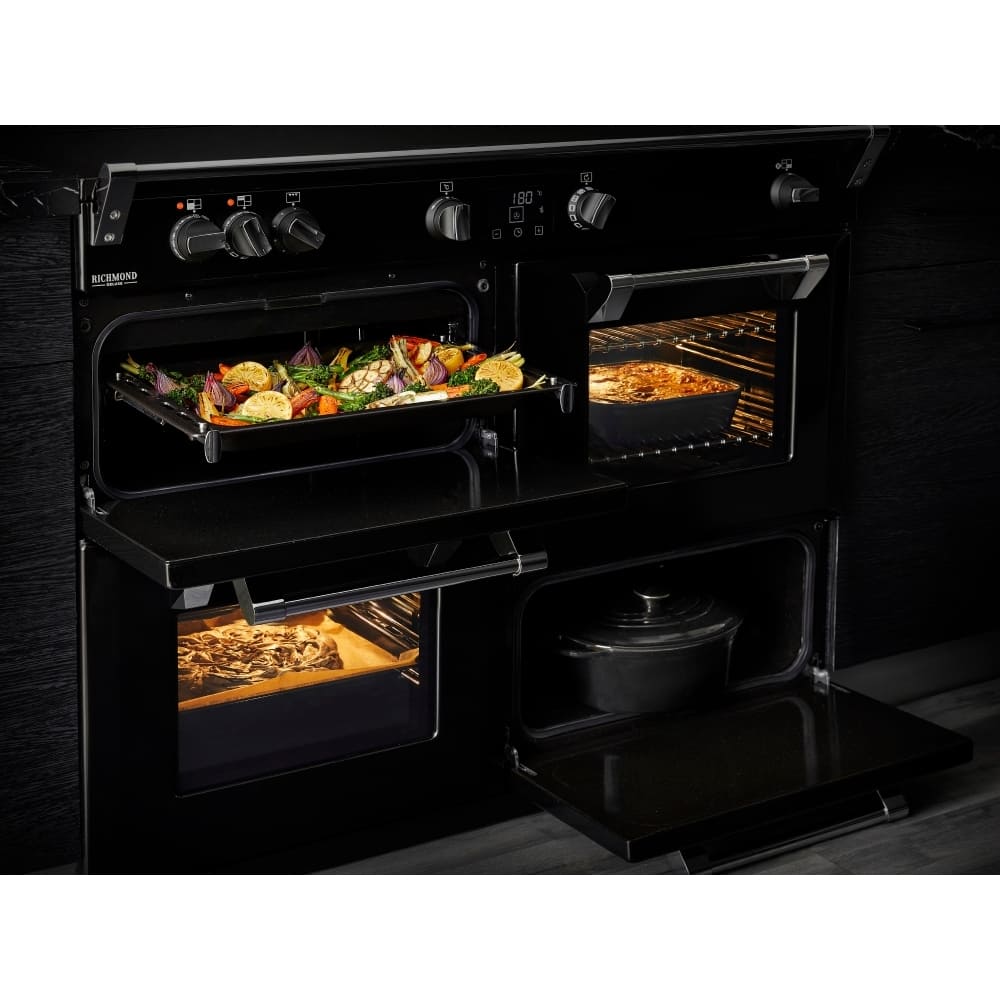 100cm Dual Fuel Stoves Range Cooker, Black, A Rated - Richmond 100DF - London Houseware - 11