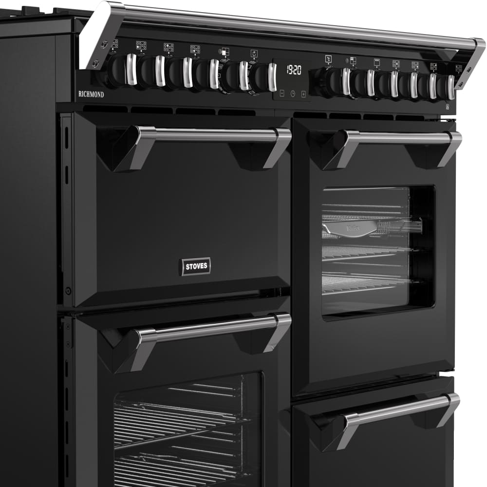 100cm Dual Fuel Stoves Range Cooker, Black, A Rated - Richmond 100DF - London Houseware - 6