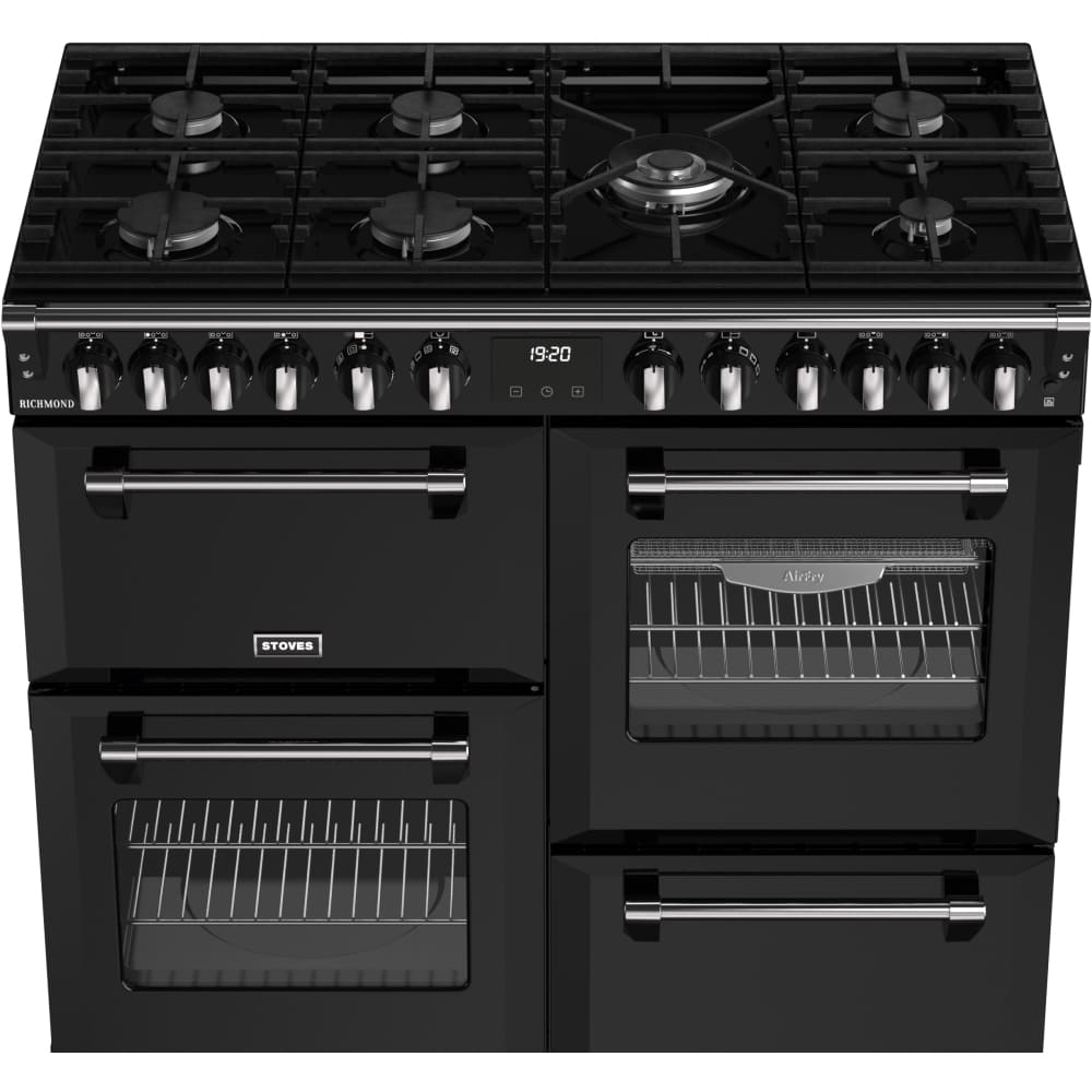 100cm Dual Fuel Stoves Range Cooker, Black, A Rated - Richmond 100DF - London Houseware - 3