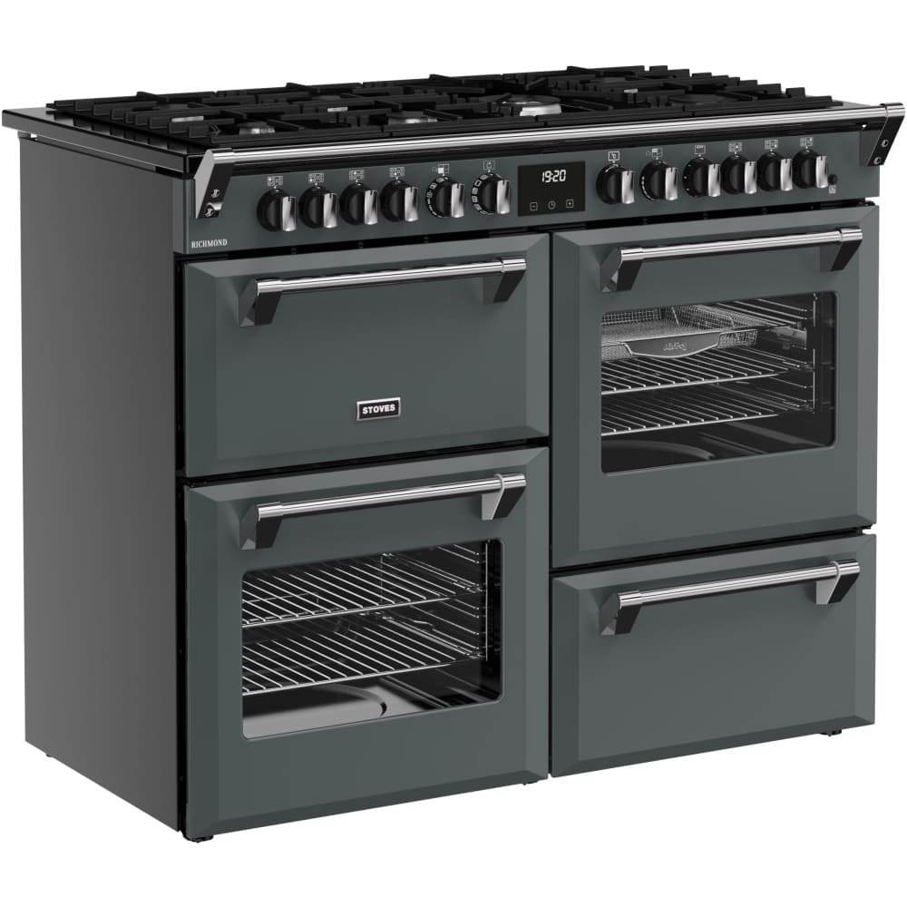 110cm Dual Fuel Stoves Range Cooker, Grey, A Rated - RCA RICH 110DF ANT - London Houseware - 2